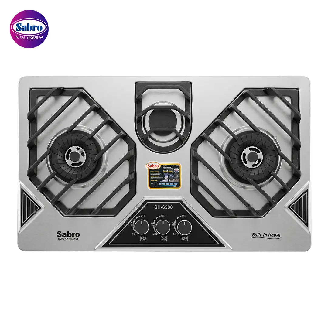 Steel Top 3 Burner Hob | Model 6500
